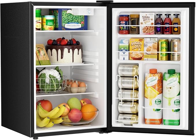 Antarctic Star 4.4 Cu.Ft Compact Refrigerator,Mini Fridge Single Door with Adjustable Thermostat,Removable Glass Shelves for Apartment/Dorm/Office,BLACK - Image 2