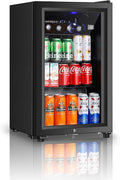 Saeoola Beverage Refrigerator, 2.3Cu.ft Mini Fridge with Double Glass Door, Cooler for Soda, Beer or Wine for Home, Office or Bar with Adjustable Removable Shelves (Black) by Saeoola