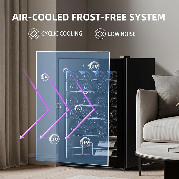 Antarctic Star Wine Cooler Refrigerator, Freestanding Wine Fridge with Adjust Temperature（32°F- 61°F）, 4.5 Cu.Ft Mini Fridge for home/bar/office, Black - Image 5