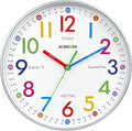 Wall Clock for Kids Learning Tell Time Easily Non-Ticking Battery Operated Kids by AIRUIFU