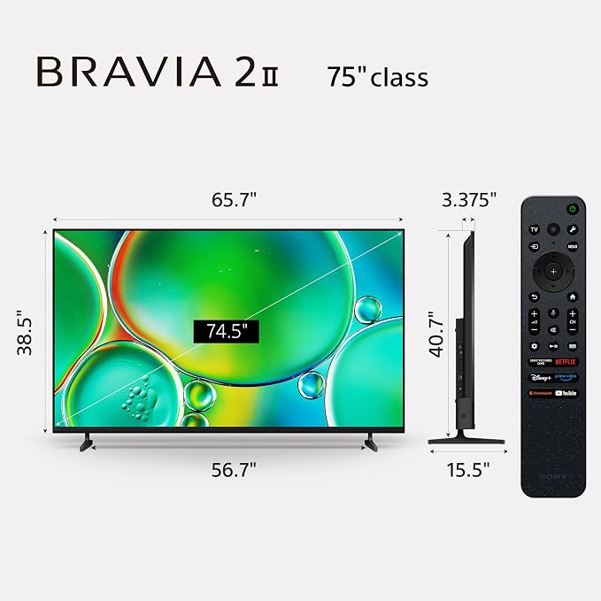 Sony 75 Inch BRAVIA 2 II LED 4K HDR Smart Google TV (K-75S20M2) | Exclusive Features for PlayStation®5, Motionflow XR, 4K Processor X1 with 4K X-Reality PRO, Triluminos Pro - Image 4