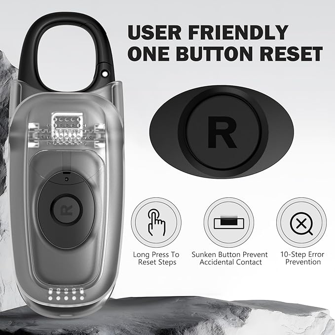 3D Pedometer for Walking with Removable Clip and Carabiner Simple Step Counter - Image 4