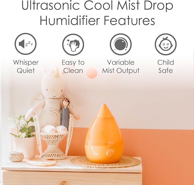 Crane Ultrasonic Cool Mist Humidifier for Bedroom, Baby Nursery, Kids Room, Plants, or Office, Large 1 Gallon Tank, Filter Optional, Orange - Image 2