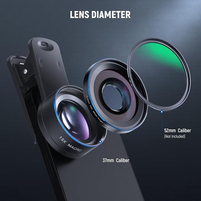 NEEWER Basics 2 in 1 Phone Camera Lens Accessories Kit, HD 0.45x Wide Angle + - Image 8