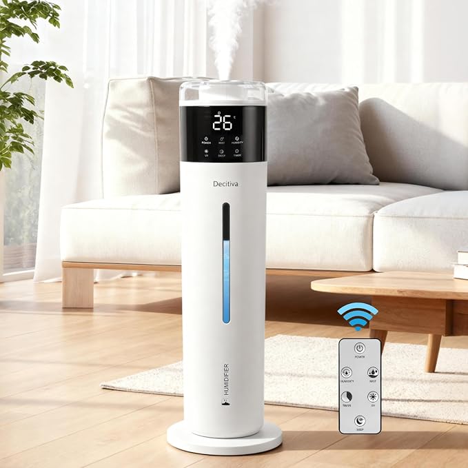 Large Humidifier for Bedroom, 8L/2.1Gal Ultrasonic Cool Mist, Remote control,Easy Clean with 350ML/H Large Mist Speed, Suitable for Kids Room Plant Yoga Study Room Office (White) by Unknown