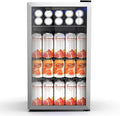 Electactic 130 Can Beverage Refrigerator Built In Freestanding Wine Fridge with Stainless Steel Reversible Glass Door, Quiet Compressor LED Touch Control for Home Kitchen Bar, 3.2 Cu.ft Silver by Electactic