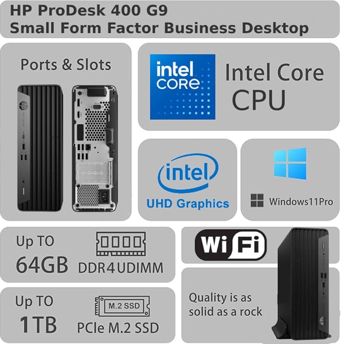 HP ProDesk 400 G9 SFF Business Desktop Computer, Intel CPU, 16GB RAM, 512GB PCIe SSD, Dual 4K Display Support, USB-C, HDMI, RJ-45, Wi-Fi, Wired Keyboard & Mouse, Windows 11 Pro - Image 2