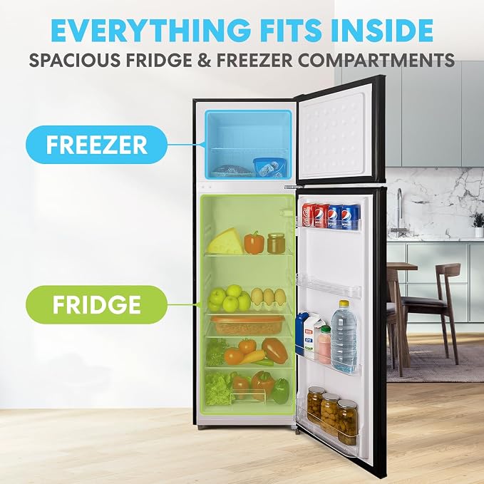 Simpli-Magic 10 Cu.Ft. Fridge with Freezer – Double Door Compact Refrigerator for Office, Dorm, Bedroom, Garage – Adjustable Thermostat, Large Capacity, Stainless Steel Finish - Image 3