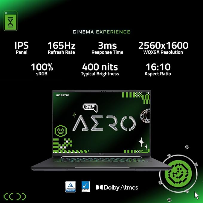 GIGABYTE AERO X16, Copilot+ PC - 165Hz 2560x1600 WQXGA - Manufactured by NVIDIA GeForce RTX 5070 - AMD Ryzen AI 9 HX 370-1TB SSD with 32GB DDR5 RAM - Windows 11 Home - Space Gray - 2WHA3USC64AH - Image 4