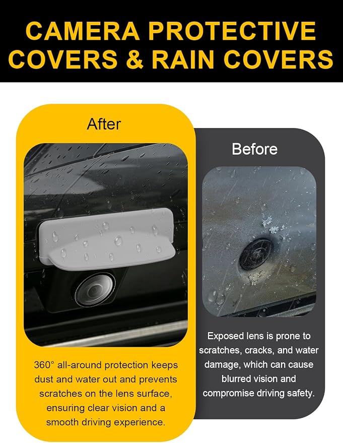 Car Camera Lens Protector 2-Pack + Backup Camera Rain Shield 1-Pack, - Image 4