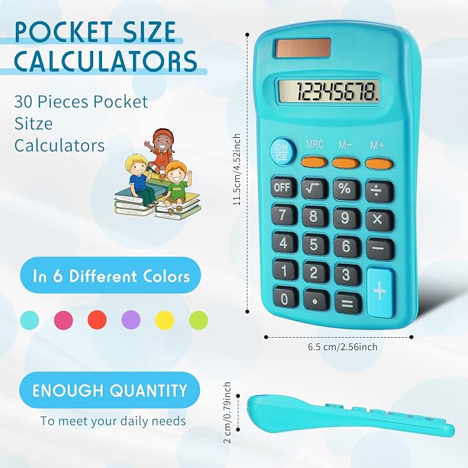 Weewooday 18 Pieces Small Basic Calculator Bulk 8 Digit Solar Battery Dual - Image 2