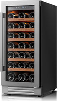 Ca'Lefort 15 Inch Wine Fridge, 33 Bottles Under Counter Wine Cooler | 40-65°F Touch Control, Dual-Pane Glass Door, Adjustable Shelves, 3 Color LED, Built-In or Under Counter for Home Bar Kitchen by CaLefort