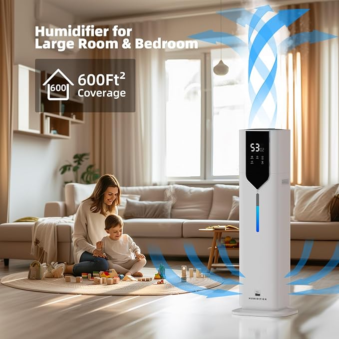 10L/2.6Gal Smart Humidifiers for Bedroom Large Room up to 600ft², 100H Runtime Cool Mist Top Fill, Ultra Quiet 30dB, Auto Control, Perfect for Bedroom, Office, Baby, White - Image 3