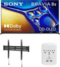 SONY K65XR80M2 65 Inch Bravia 8 QD-OLED 4K HDR Google TV with a Walts FIXED-MOUNT-43-90 TV Mount for 43"-98" TVs and Amber Protection 3-Outlet-Surge Surge Protector (2025) by Unknown