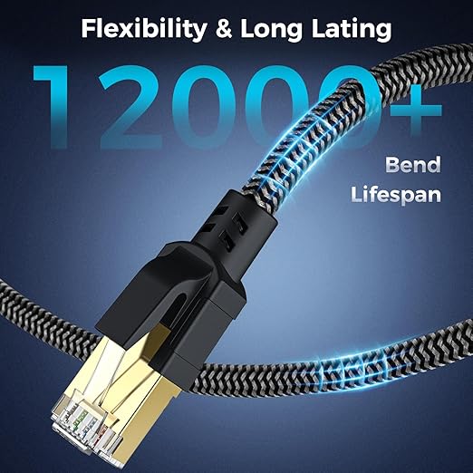 Cat 8 Ethernet Cable 40FT, High-Speed Braided Internet Cable Network Cord - Image 6