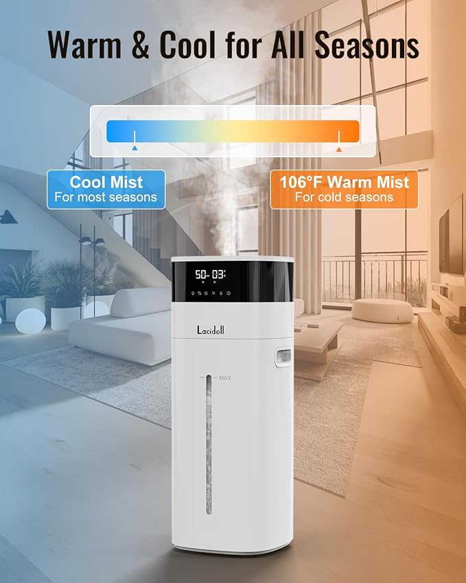 Cool and Warm Mist Humidifier Large Room, 5.3Gal/20L Humidifiers for Home 2500 sq ft, Air Humidifiers for Bedroom with Diffuser&Extended Tube, Whole House Humidifiers for Nursery Baby Plants - Image 2