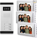 3 Units Apartment Video Intercom System, 7 Inch Monitor Wired Video Doorbell by AMOCAM