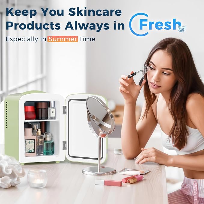 Antarctic Star 4L/6 Cans Compact Refrigerator,Portable Mini Fridge Skin Care,Cooler and Warmer for Bedroom,Car,Office & Dorm, Small Cooler for Cosmetics/Beverage/Food,GREEN - Image 5