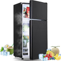 Mini Fridge with Freezer Small Refrigerator Double Door Dorm Fridge for Single Removable Shelves for Bedroom, Office, Dorm Black by TACOOL