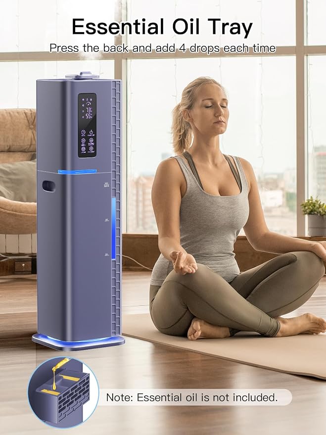 10L/2.64Gal Humidifiers for Bedroom, Top Fill Quiet Ultrasonic Cool Mist Humidifier Large Room, Covers 550ft², 60H Runtime, 24H Timer, 3 Mist Modes Humidifiers for Home, Office, Plants, Purple - Image 7