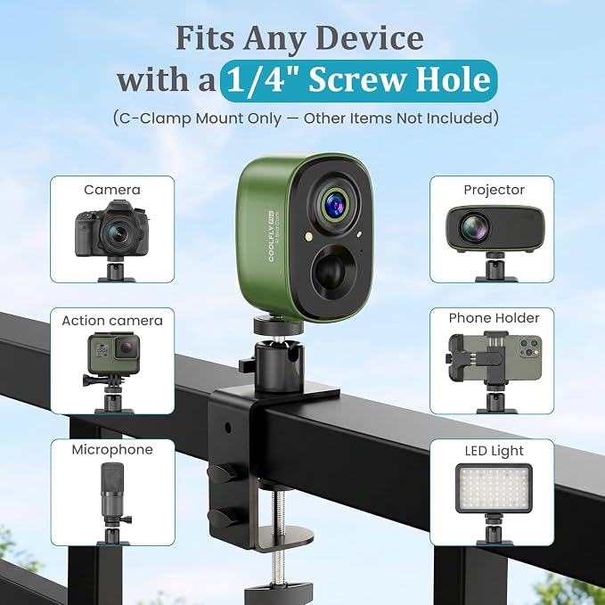 C-Clamp Mount with Mini Ball Head Mount, 1/4 Screw Mount Adapter Camera Clamp - Image 4