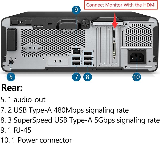 HP ProDesk 600 G6 SFF Desktop - Intel i5-10400F, 8GB RAM, 256GB PCIe SSD | GeForce GT 610, Windows 11 Pro, USB-C, Dual Monitor, Business PC with Keyboard, Mouse & WiFi Adapter - Image 3
