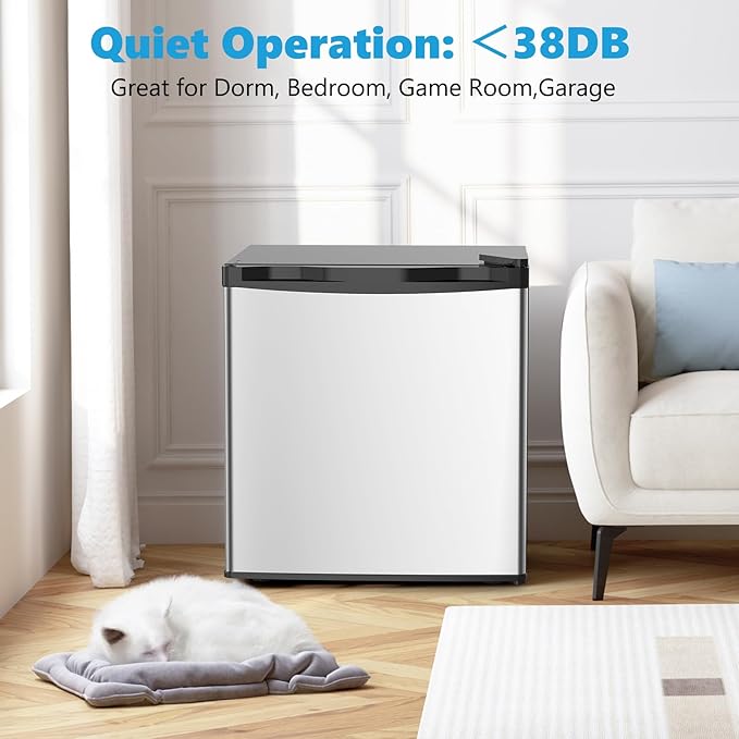 Electactic 1.7 Cu.ft Mini Fridge, Compact Refrigerator, Single Reversible Door, Ultra Quiet, Energy Efficient for Office, Dorm, Bedroom, Apartment, Silver - Image 2