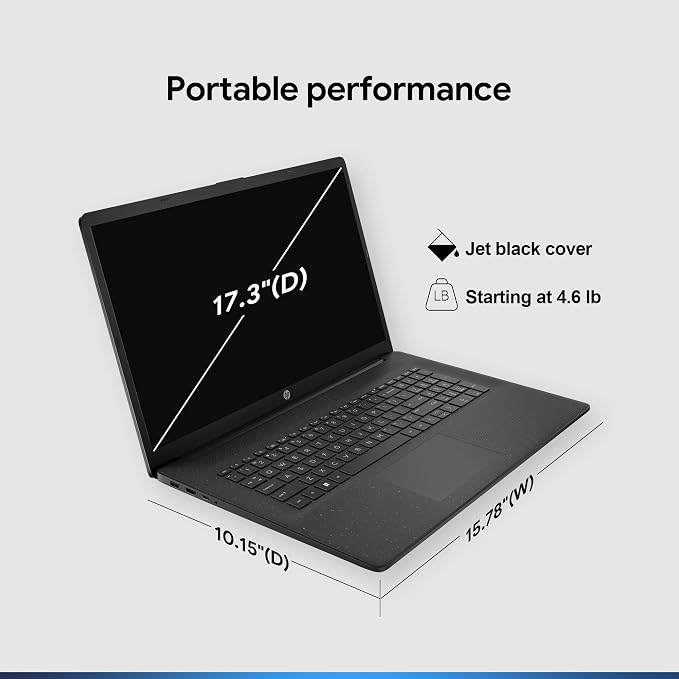 HP 2026 17.3” HD Laptop for Work & Home – 13th Gen Intel i5 Performance with Office 365 for The Web,12GB RAM 256GB SSD, Wi-Fi 6, Windows 11 Pro, Jet Black with Docking Station - Image 8