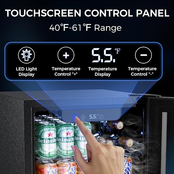 Electactic 68 Cans Beverage Refrigerator Cooler, 1.7 cu.ft Mini Fridge Glass Door Drink Cooler for Beer, Soda,Wine, Digital Temperature Control for Home Office Bar - Image 4