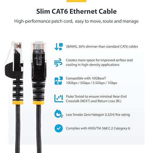 StarTech.com 5ft Green Slim CAT6 Ethernet Cable, Snagless RJ45, 28AWG Pure Bare - Image 2