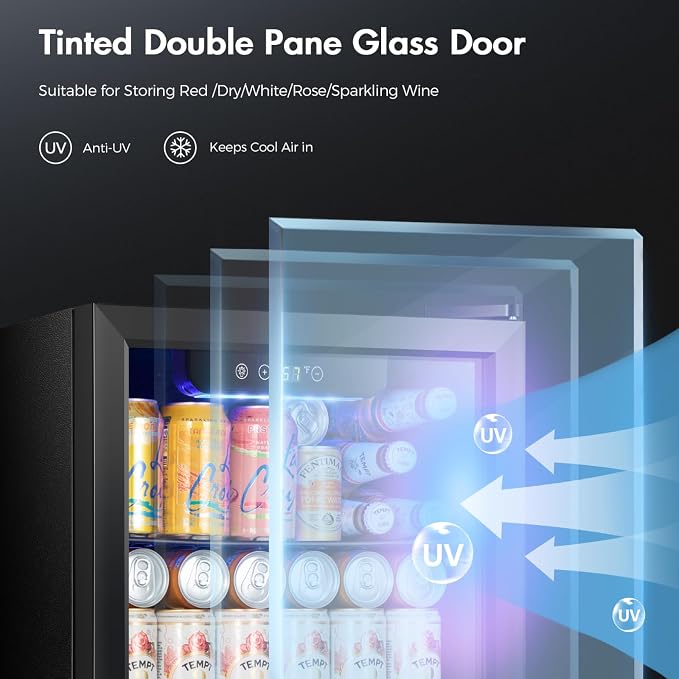Kismile 1.3 Cu.ft Beverage Refrigerator and Cooler,12 Bottle 48 Can Mini Fridge Glass Door, Digital Temperature Display for Soda, Beer or Wine, Small Drink Dispenser Cooler for Home, Office, Bar - Image 4