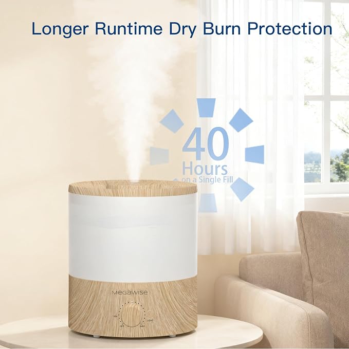 MEGAWISE 2 Pack1.5L Cool Mist Humidifier 2-Pack with 7 Color LED Lights, Adjustable Mist, Quiet Ultrasonic Humidifiers for Bedroom & Home - Image 9