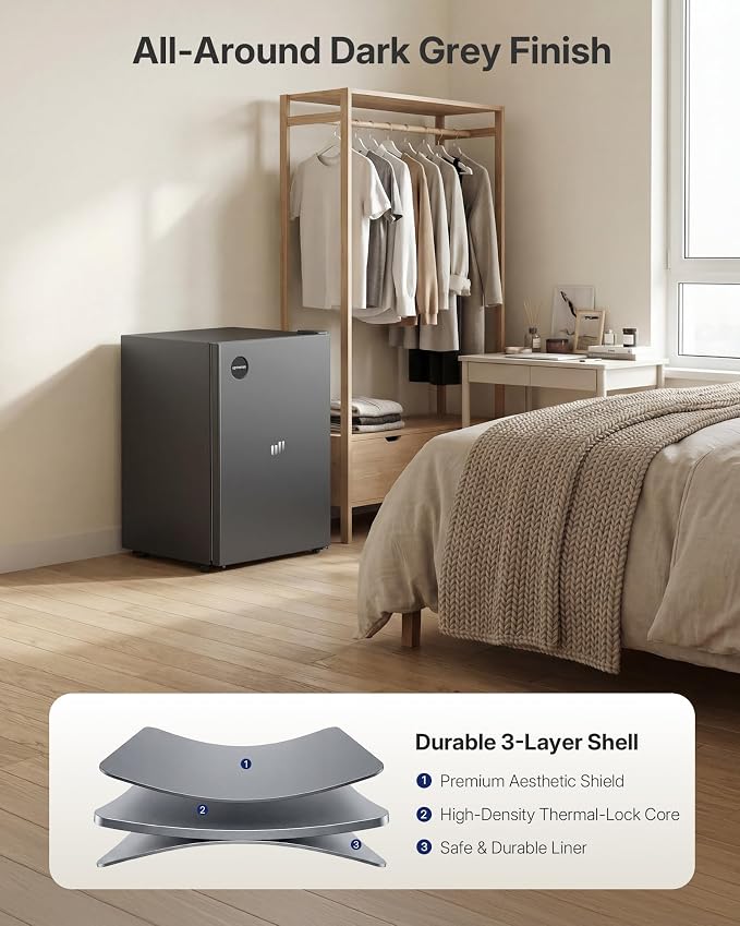 Upstreman 2.5 Cu.Ft All-Refrigerator Mini Fridge, Single Door Small Refrigerator, Dorm Fridge with 7 Adjustable Thermostat, Compact Refrigerator for Office, Bedroom or Dorm, Gray-CR26 - Image 6