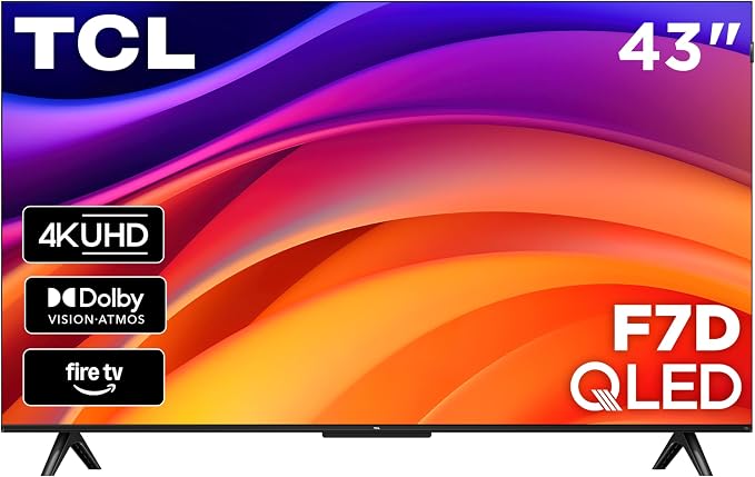 TCL 43-Inch F7D Series 4K QLED (43F7D, 2026 Model) with Dolby Vision HDR & Dolby Atmos Smart TV with Fire TV, Alexa+, Auto Game Mode, High Brightness LED Backlight, and Hands-Free Voice Control by TCL