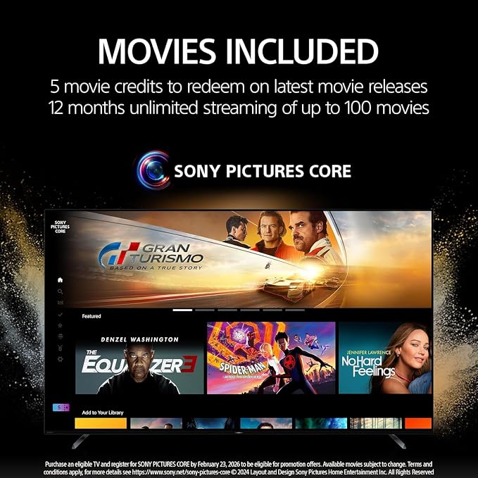 Sony 65-Inch BRAVIA 8 OLED 4K HDR Google TV Bundle – XR OLED Contrast, Dolby Vision, 120Hz, Acoustic Surface Audio+, HDMI 2.1 w/ 24-Month CPS Protection Plan, UAX HDMI Cable, Streaming Bundle - Image 6