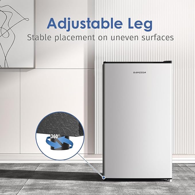 Mini Fridge with Freezer 3.2 Cu.Ft for Bedroom and Office Silver | Single Door, Small Refrigerator, Energy-efficient, Low Noise, Mini fridge for Dorm - Image 5
