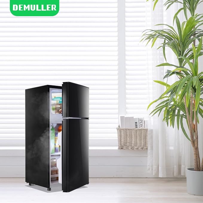 45L Mini Fridge with Freezer & Double Door Small Size Tiny Refrigerator with 7 Temperature Control Knob Only Suitable for One Person Use Black - Image 9