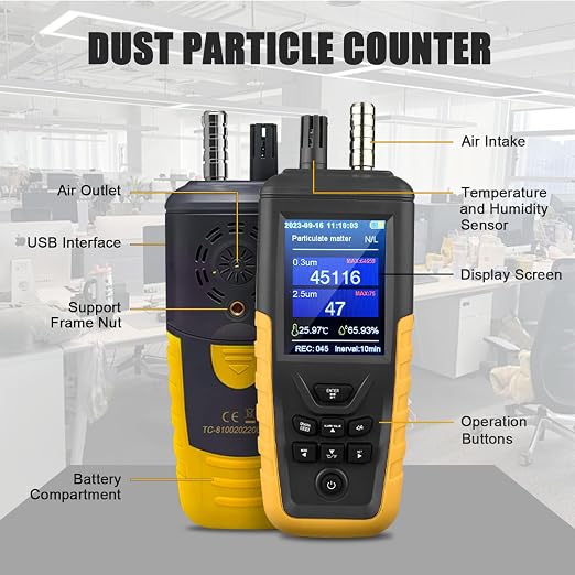 Dust Particle Counter, High Sensitivity 3-Channel PM0.3/2.5/10 um Air Quality - Image 3