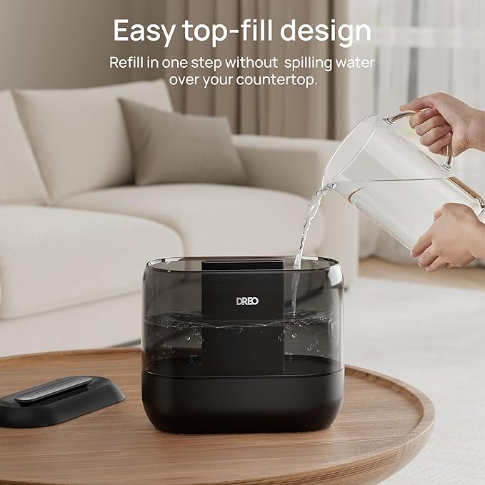 Dreo Humidifiers for Bedroom, 4L Top Fill for Large Room, 36H Runtime, 28 dB Quiet Supersized Cool Mist Air Humidifier for Baby Nursery, Plants, Indoor, Night Light, Easy to Clean & Fill, Black - Image 6