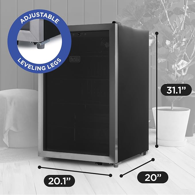 BLACK+DECKER 4.4 Cu. Ft. Beverage Cooler, BDB44LS | Beverage Fridge with Double Pane Glass Door, Drink Fridge with 160-Can Capacity for Home Bar and Home Office with LED Display - Image 7