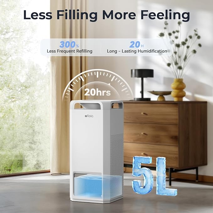 Afloia Air Purifier and Humidifier Combo in One-Cool Mist Evaporative for Home Bedroom Large Roome up tp 3000ft², with Humidity&Air Quality Sensor, Remove Pets Hair Mold Dust Odor Pollen Smoke, White - Image 5