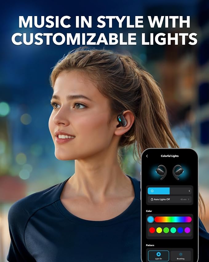 Soundcore V20i by Anker Open Ear Earbuds, Open Ear Headphones True Wireless | Adjustable Hooks, Ultra-Comfort, Snug Fit, Power Sound, Clear Calls, IP55, 36H Playtime, Bluetooth 5.4, Multipoint Connection - Image 6