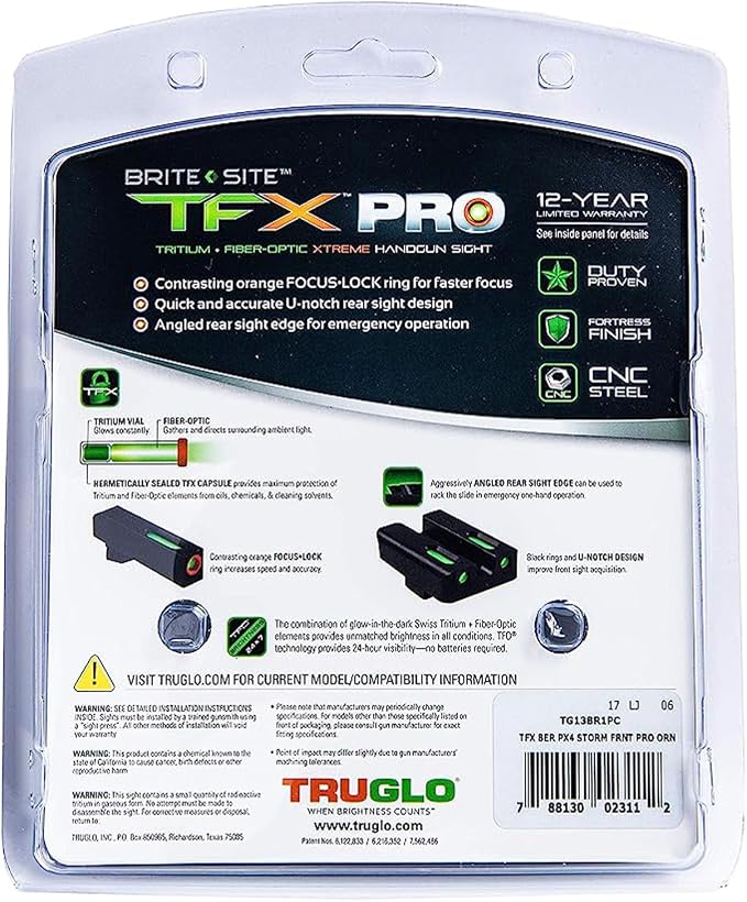 Truglo TFX PRO Handgun Sight, Glowing Shock Proof Tritium and Fiber Optic Night - Image 3