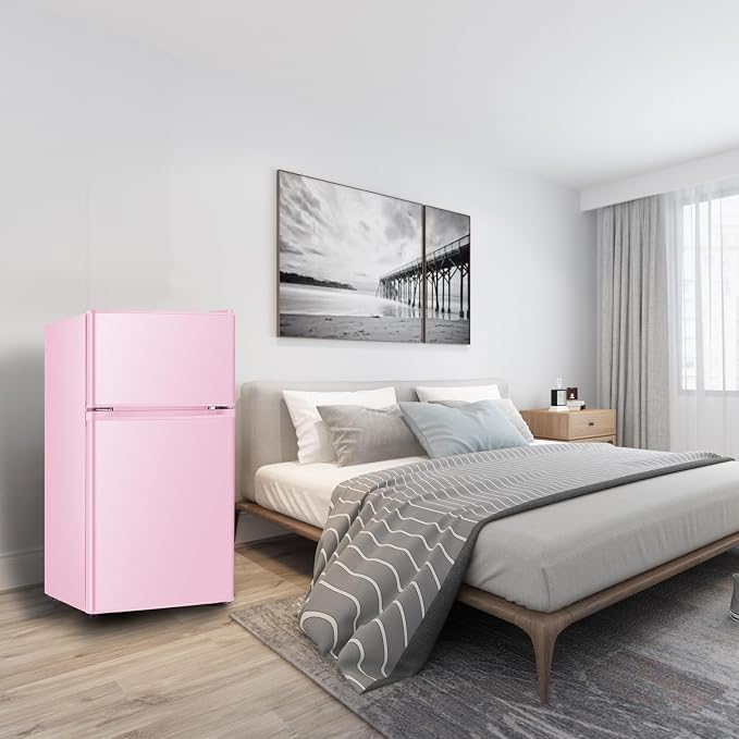 Mini Fridge With Freezer,3.2 Cu.Ft Compact Refrigerator,Mini Refrigerator With 2 Doors For Bedroom,Office,Kitchen,Apartment,Dorm(pink) - Image 6