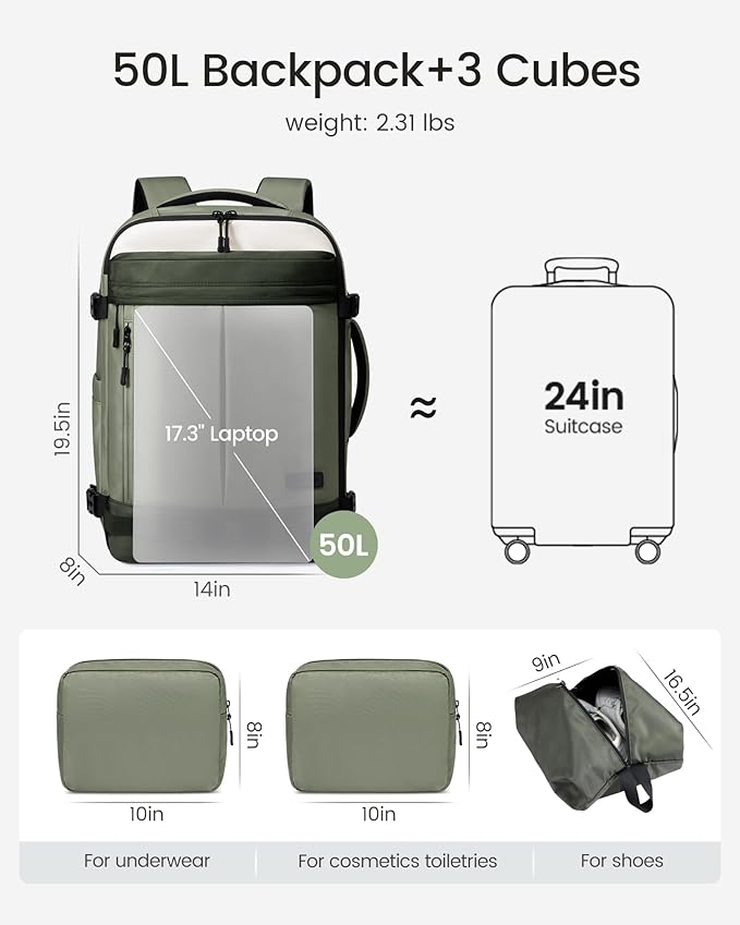 LOVEVOOK 50L Travel Backpack for Women, Airline Approved Carry On Luggage - Image 5