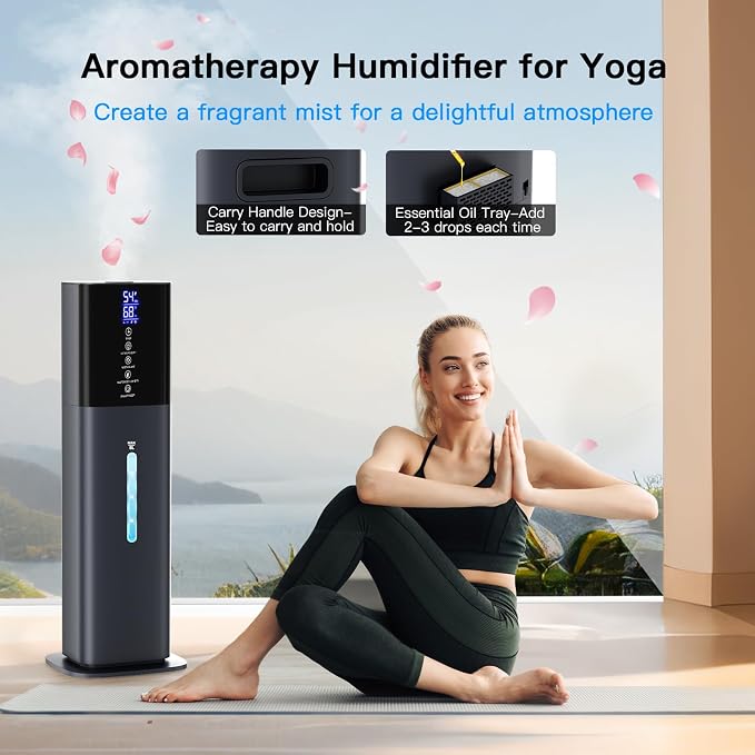 Humidifiers Large Room Bedroom with 7 Colors Light, 2.1Gal(8L) 3 Speed Quiet Ultrasonic Cool Mist Humidifier with 360° Nozzle, Humidity Setting, Timer,Aroma Box for Home Plant Baby Yoga Sleep (Blue) - Image 5