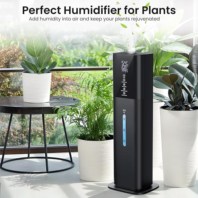 Humidifiers Large Room Bedroom with 7 Colors Light, 2.1Gal(8L) 3 Speed Quiet Ultrasonic Cool Mist Humidifier with 360° Nozzle, Humidity Setting, Timer,Aroma Box for Home Plant Baby Yoga Sleep (Black) - Image 9
