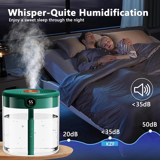 Dreamzy Humidifier for Large Room Cool Mist Bedroom Desktop Double Nozzle Cool Mist Humidifier with Night Light,with 2 Cleaning Brush Top Fill Lasts Up to 24 Hours,Auto Shut-Off,No leakage Design(Pink - Image 7