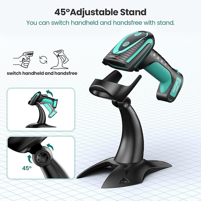 Wireless Barcode Scanner with Stand, Industrial 1D 2D QR Bluetooth Barcode - Image 7