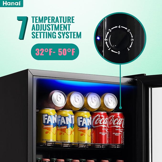 Mini Fridge Cooler 60 Can Beverage Refrigerator Black Mini Beer Fridge Glass Door for Wine Soda Juice Small Drink Cooler Machine Clear Front Removable for Home Office Bar Freestanding - Image 3